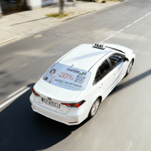 Taxi w ruchu Rzeszów meble.pl tylna szyba folia OWV